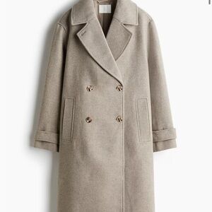 H&M double breasted Elegant Women's Double-Breasted Coat taupe size S BNWT